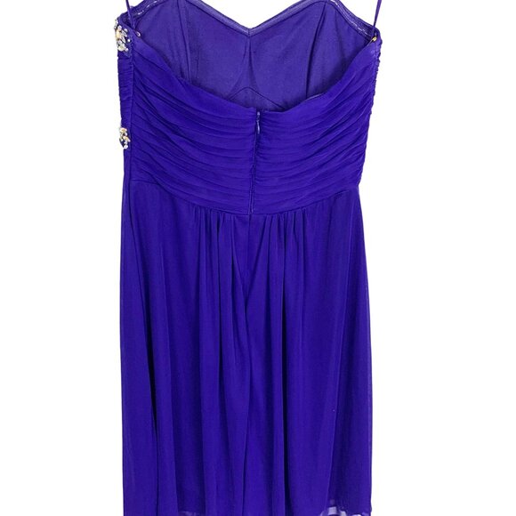 Blondie Nites Purple Chiffon Pleated Jeweled Strapless Cocktail Dress 3 Prom - Picture 6 of 12
